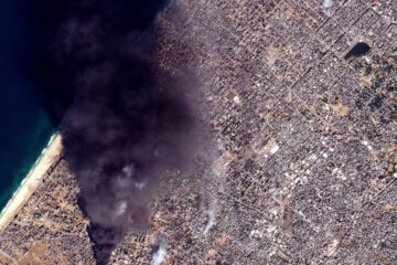 Satellite imagery shows a water plant in Gaza City burned down amid a dire water shortage.