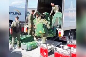 WATCH: Pakistani cricketers load luggage onto truck at Australia airport