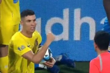 WATCH: Cristiano Ronaldo makes angry gesture to referee after he upsets him